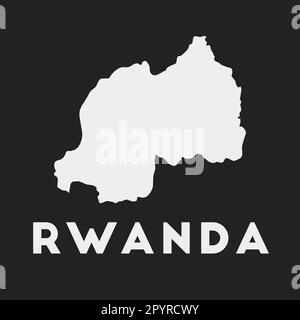 Icône Rwanda. Carte de pays sur fond sombre. Carte Rwanda élégante avec nom de pays. Illustration vectorielle. Illustration de Vecteur