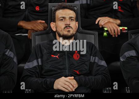 Milan, Italie. 3rd mai 2023. Italie, Milan, mai 3 2023: Alessandro Florenzi (défenseur de l'AC Milan) Alessandro Florenzi (défenseur de l'AC Milan) pendant le match de football AC MILAN vs CREMONESE, Serie A Tim 2022-2023 day33 San Siro Stadium (Credit image: © Fabrizio Andrea Bertani/Pacific Press via ZUMA Press Wire) USAGE ÉDITORIAL SEULEMENT! Non destiné À un usage commercial ! Banque D'Images