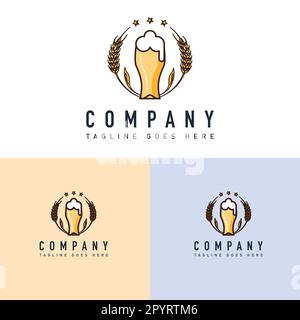 Modèle de logo de bière dessin d'illustration d'icône vectorielle. Modèle de logo Craft Beer. Illustration de Vecteur