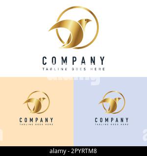 Logo Golden Bird modèle vector icône illustration design. Logo de luxe. Logo oiseau. Résumé Flying Dove Bird logo Template Vector. Illustration de Vecteur