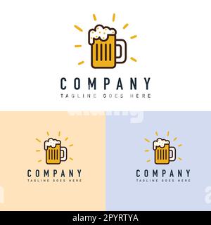 Ensemble de modèles de logo de bière. Illustration de l'icône vectorielle du logo de la bière. Logo bière en verre. Illustration de Vecteur