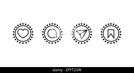 Boutons de l'interface des médias sociaux, icônes vectorielles linéaires. Illustration de Vecteur