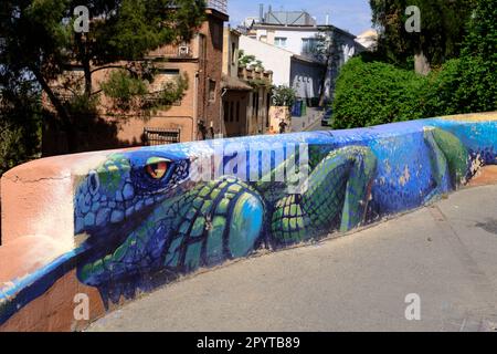 Art de rue par El Nino de las Pinturas dans la ville de Grenade, Espagne Banque D'Images