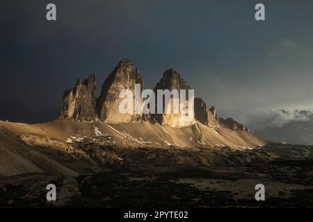 Des moments épiques après la tempête à Tre Cime Di Lavaredo Banque D'Images