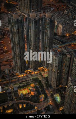 Trois tours jumelles de hong kong distraient Banque D'Images
