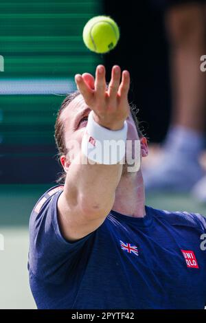 Vilamoura, Portugal, 04th mai 2023. Gordon Reid, joueur de tennis en fauteuil roulant de Grande-Bretagne, est en action lors de la coupe de l'équipe mondiale en fauteuil roulant 2023 à l'académie de tennis de Vilamoura. Photo: Frank Molter Banque D'Images