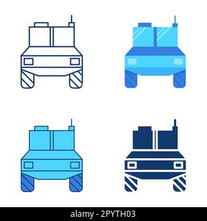 Icône de voiture blindée, style plat et ligne. Véhicule militaire, symbole de transport militaire. Illustration vectorielle Illustration de Vecteur