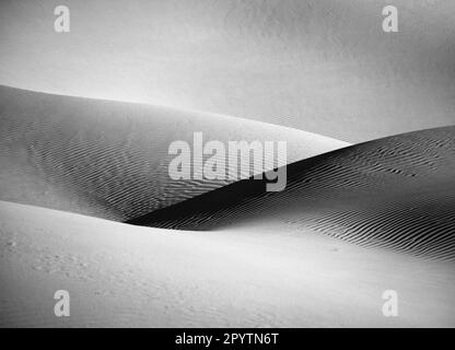 Algérie, Kerzaz. Sandsea de l'Ouest. (Grand Erg Occidental). Désert du Sahara. Dunes de sable. Noir et blanc. Banque D'Images