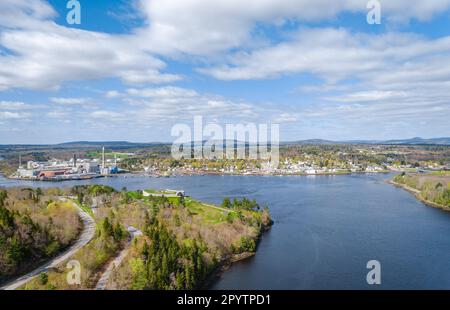 Penobscot Narrows Bridge, pont sur l'île de Vérone, Maine Banque D'Images