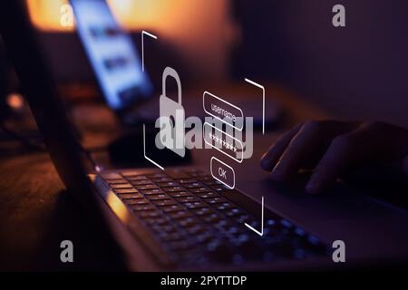 nom d'utilisateur et mot de passe, concept de cybersécurité, protection des données et accès internet sécurisé, cybersécurité Banque D'Images