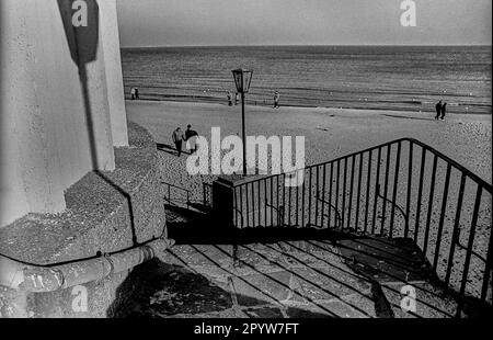 GDR, Binz, 04.11.1988, plage, escaliers, [traduction automatique] Banque D'Images