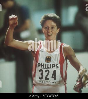 Championnats du monde d'athlétisme 1991 à Tokyo. Heptathlon: Sabine Braun (Deut.) 27.08.1991. [traduction automatique] Banque D'Images