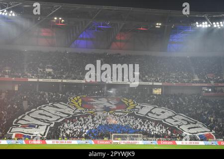Supporters de Lyon lors du championnat de France Ligue 1, match de football entre l'Olympique Lyonnais et Paris Saint-Germain sur 18 septembre 2022 au Stade Groupama à Decines-Charpieu près de Lyon, France - photo Matthieu Mirville / DPPI Banque D'Images