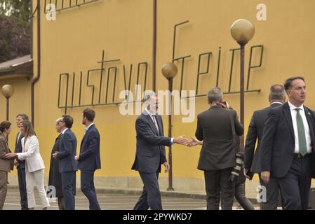 Lugo, Espagne. 5th mai 2023. Le roi Felipe VI d'Espagne, assiste à l'auditorium municipal de Lugo pour le gala de TalentoLugo où il participe à la visite des projets scientifiques et technologiques et où le gagnant de la science et de la technologie est nommé. Credit: Xan Gasalla / Alamy Live News Banque D'Images