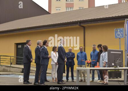 Lugo, Espagne. 5th mai 2023. Le roi Felipe VI d'Espagne, assiste à l'auditorium municipal de Lugo pour le gala de TalentoLugo où il participe à la visite des projets scientifiques et technologiques et où le gagnant de la science et de la technologie est nommé. Credit: Xan Gasalla / Alamy Live News Banque D'Images