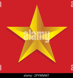 Golden Star sur le rouge Illustration de Vecteur