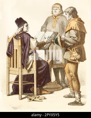 Citoyen, juge, paysan en robe contemporaine, première moitié du 15th siècle. [traduction automatique] Banque D'Images