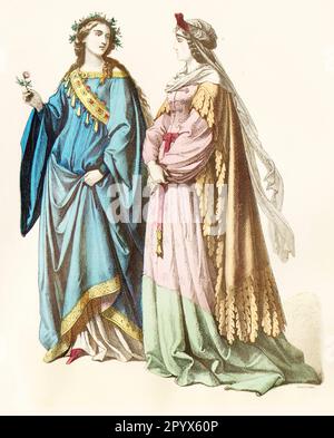 Noblewomen en robe contemporaine, première moitié du 15th siècle. [traduction automatique] Banque D'Images