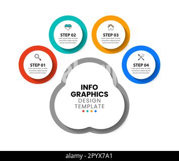 Modèle d'infographie avec icônes et 4 options ou étapes. Paw. Peut être utilisé pour la mise en page de flux de travail, le diagramme, la bannière, la conception Web. Illustration vectorielle Illustration de Vecteur