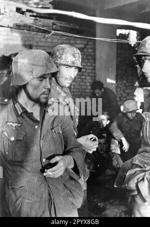 Membres d'une troupe de choc dans la région de la Volchov, dans la partie nord du front oriental. Photo: Preckmann. [traduction automatique] Banque D'Images