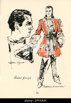 Caricature Portrait d'EMIL WIESS de STEWART GRANGER dans SARABAND POUR LES AMOUREUX MORTS publié en 1948. Banque D'Images