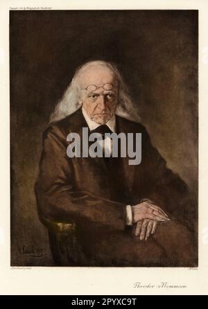 Theodor Mommsen (1817-1903), historien et juriste allemand. Mommsen a reçu le prix Nobel de littérature en 1902 pour son volume multiple "Histoire romaine". Son travail scientifique est devenu fondamental pour l'épigraphie et l'histoire juridique. Peinture de Franz von Lenbach. Photo: Heliogravure, Corpus Imaginum, Collection Hanfstaengl. [traduction automatique] Banque D'Images