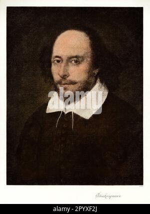 William Shakespeare (1564-1616), dramaturge, acteur et poète anglais. L'impact international de ses œuvres complètes, qui continue à ce jour, en fait une figure exceptionnelle dans la littérature mondiale. Peinture par un maître inconnu (le portrait de Chandos). Photo: Heliogravure, Corpus Imaginum, Collection Hanfstaengl. [traduction automatique] Banque D'Images