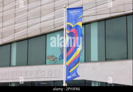 Liverpool se prépare pour le Concours Eurovision de la chanson sur 13 mai, qu'il accueille en collaboration avec l'Ukraine, le vainqueur de l'année dernière, mais qui n'est pas en mesure d'accueillir en raison de l'invasion russe actuelle, NW England, Royaume-Uni Banque D'Images