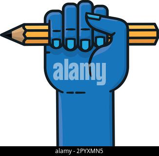 Illustration vectorielle isolée au crayon de poing pour la Journée des droits d'auteurs sur 9 juin Illustration de Vecteur