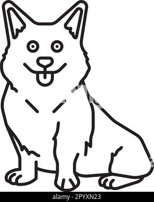 Icône en forme de ligne vectorielle de dessin animé pour chien corgi mignon pour le jour de Corgi sur 3 juin Illustration de Vecteur
