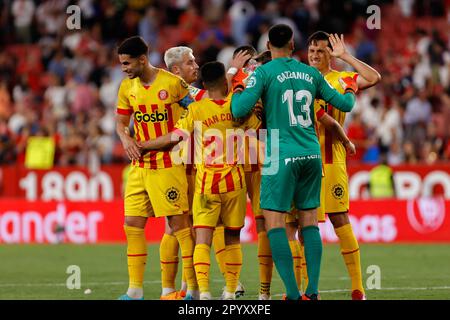 Séville, Espagne. 03rd mai 2023. Séville, Espagne 3 mai 2023 les joueurs de Giriona célèbrent la victoire à la fin du match (Lorena Martin/SPP) Credit: SPP Sport Press photo. /Alamy Live News Banque D'Images
