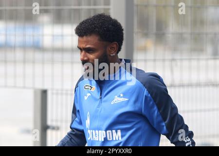 Saint-Pétersbourg, Russie. 05th mai 2023. Marcus Wendel Valle da Silva, connu sous le nom de Wendel du club de football de Zenit, se réchauffe lors de la session d'entraînement au centre de formation de Gazprom avant le match de la première ligue russe de 26th, Zenit Saint Petersburg - Spartak Moscou. Crédit : SOPA Images Limited/Alamy Live News Banque D'Images