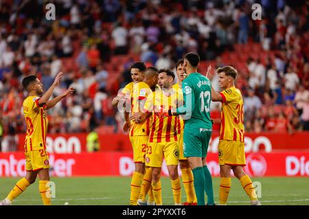 Séville, Espagne. 03rd mai 2023. Séville, Espagne 3 mai 2023 les joueurs de Giriona célèbrent la victoire à la fin du match (Lorena Martin/SPP) Credit: SPP Sport Press photo. /Alamy Live News Banque D'Images