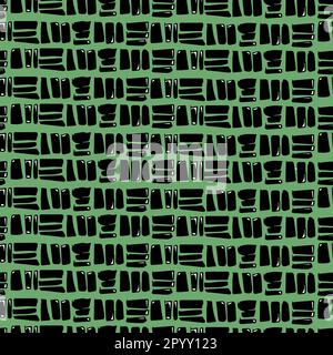 Illustration abstraite motif vectoriel sans couture. Éléments de style art sur fond vert isolé. À utiliser pour le tissu, le papier peint et l'emballage pap Illustration de Vecteur