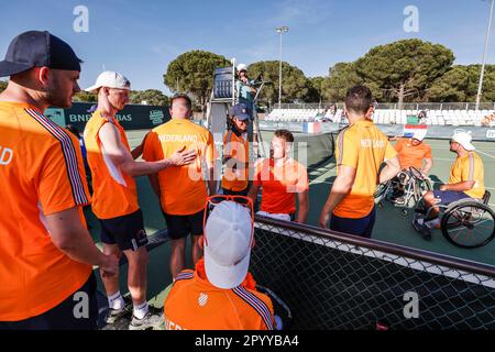 Vilamoura, Portugal, 05th mai 2023. Ruben Spaargaren, joueur de tennis en fauteuil roulant des pays-Bas, lors de la coupe de l'équipe mondiale en fauteuil roulant 2023 à l'Académie de tennis de Vilamoura. Photo: Frank Molter Banque D'Images