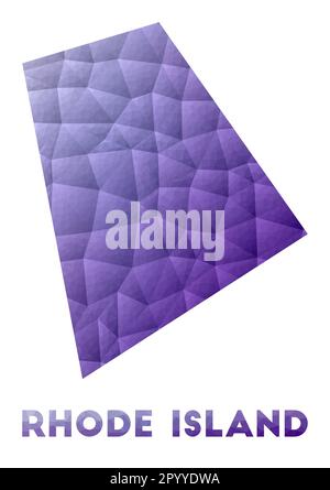 Carte de Rhode Island. Faible illustration poly de l'état US. Motif géométrique violet. Illustration de vecteur polygonal. Illustration de Vecteur