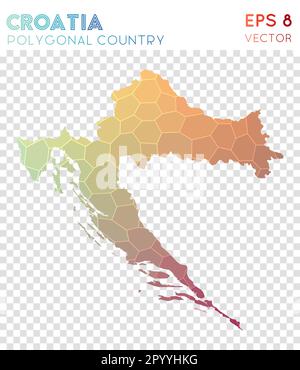 Croatie carte polygonale, pays de style mosaïque. Design moderne et bas en polyéthylène juteux. Carte polygonale de Croatie pour l'infographie ou la présentation. Illustration de Vecteur