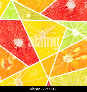 Motif agrumes oranges, citrons, mandarines et pamplemousses mûrs frais. Fond de fruit. Banque D'Images