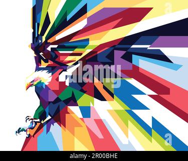 aigle coloré de style pop art Illustration de Vecteur
