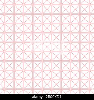 Motif géométrique rose délicat avec de petits points et carrés sur fond blanc Banque D'Images