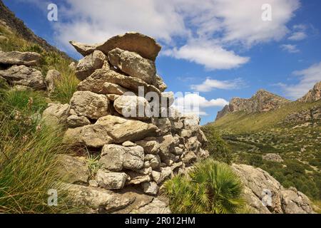 Chantiers navals de la période Talayotica, ville pré-romaine de Bocchoris. Vallée de Boquer. Pollensa.Mallorca.Iles Baléares. Espagne. Banque D'Images