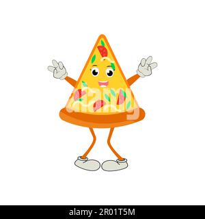Jeu de maquettes vectorielles modernes de mascotte, personnages de la carte à pizza. Concept d'icône d'objet alimentaire vecteur Premium isolé. Illustration de Vecteur