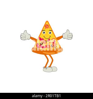 Jeu de maquettes vectorielles modernes de mascotte, personnages de la carte à pizza. Concept d'icône d'objet alimentaire vecteur Premium isolé. Illustration de Vecteur