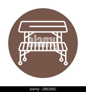 Icône de couleur de table et de banc en bois. Pictogramme de contour pour la page Web, l'application mobile, la promotion Illustration de Vecteur