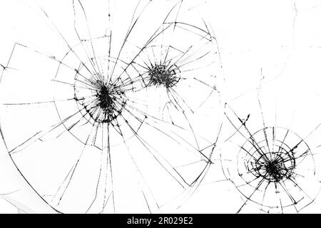 Traces de bosses et de fissures sur un écran LCD blanc cassé, un moniteur d'ordinateur ou un téléviseur Banque D'Images