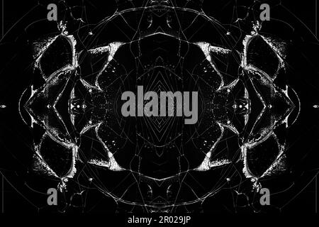 texture abstraite d'arrière-plan d'un écran cassé à cristaux liquides avec des fissures et des cristaux liquides qui fuient sur un écran noir Banque D'Images