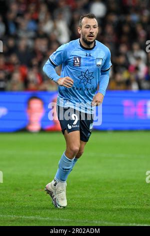 6th mai 2023 ; CommBank Stadium, Sydney, Nouvelle-Galles du Sud, Australie : finale de football a-League Elimination, Western Sydney Wanderers versus Sydney FC ; Adam le Fondre of Sydney FC Banque D'Images