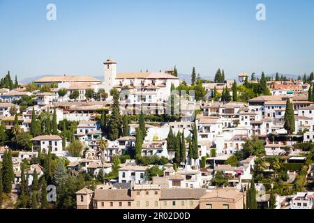 L'Espagne, région d'Andalousie, Grenade ville de panorama vue de l'Alhambra Banque D'Images