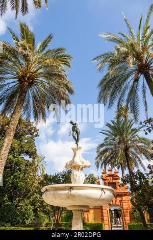 Espagne, Andalousie région. Détail du jardin du Palais Royal de l'Alcazar à Séville Banque D'Images