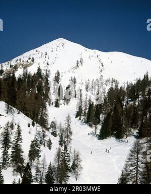 Italie. Forni Di Sopra. Piste de ski des Dolomites. Banque D'Images